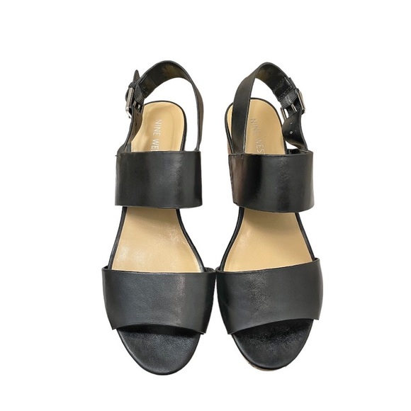 Nine West Dina Black Platform Wedge Sandals - Picture 4 of 6